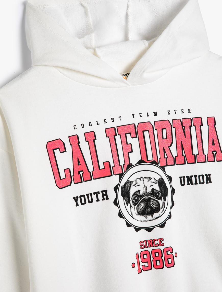  Kız Çocuk Kapşonlu Sweatshirt Şardonlu California Baskılı