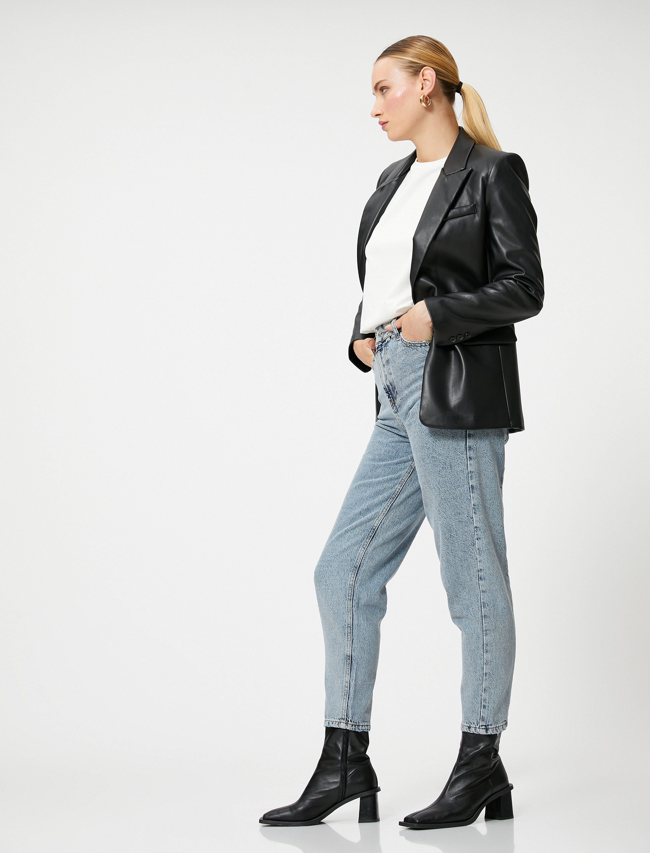 Yüksek Bel Straight Jean Kot Pantolon Crop Paça - Lucy Jean