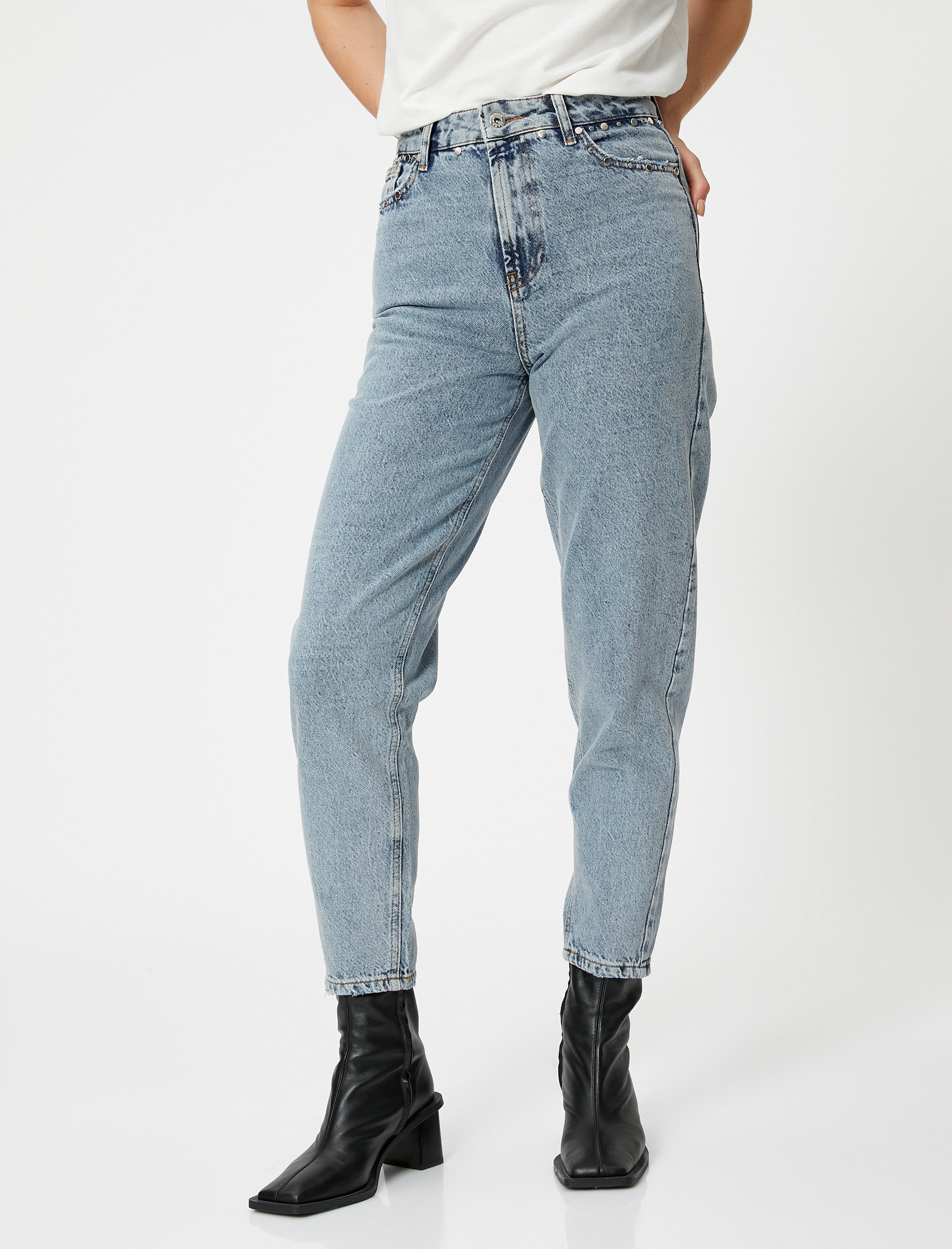 Yüksek Bel Straight Jean Kot Pantolon Crop Paça - Lucy Jean