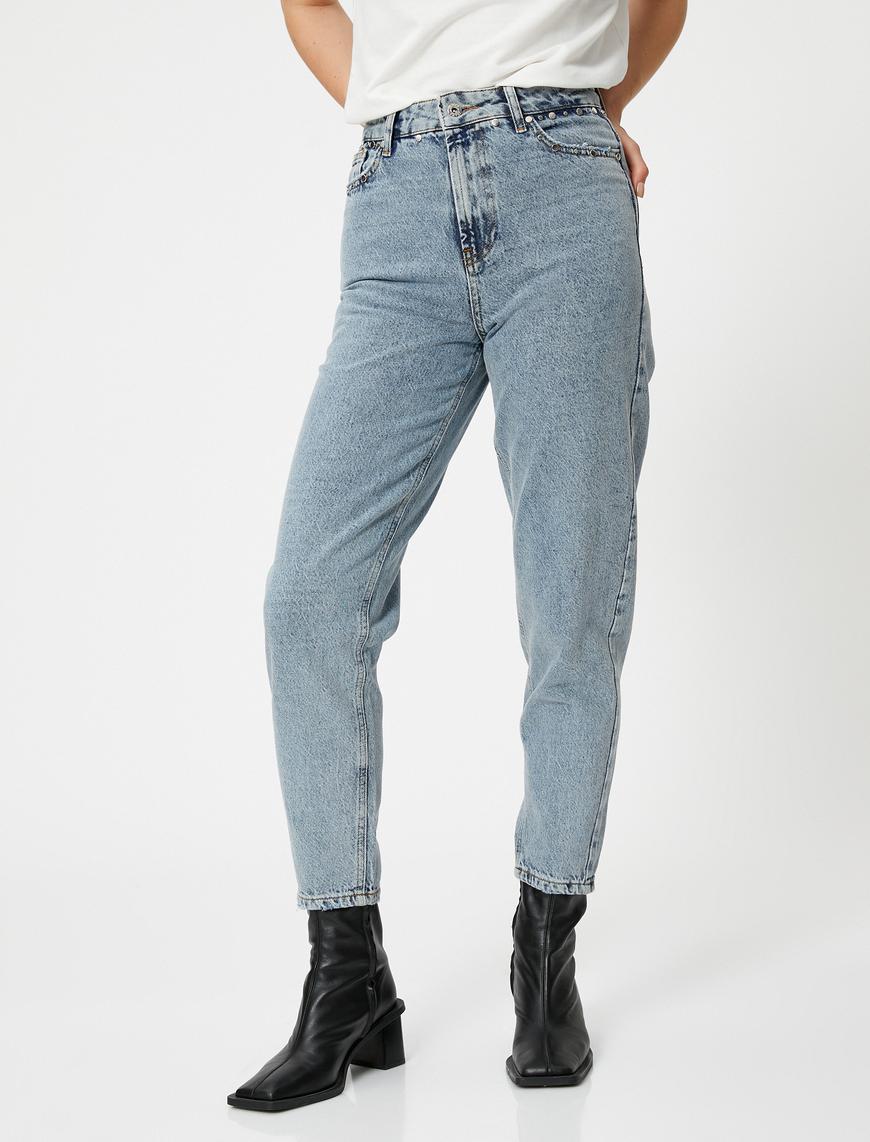   Yüksek Bel Straight Jean Kot Pantolon Crop Paça - Lucy Jean