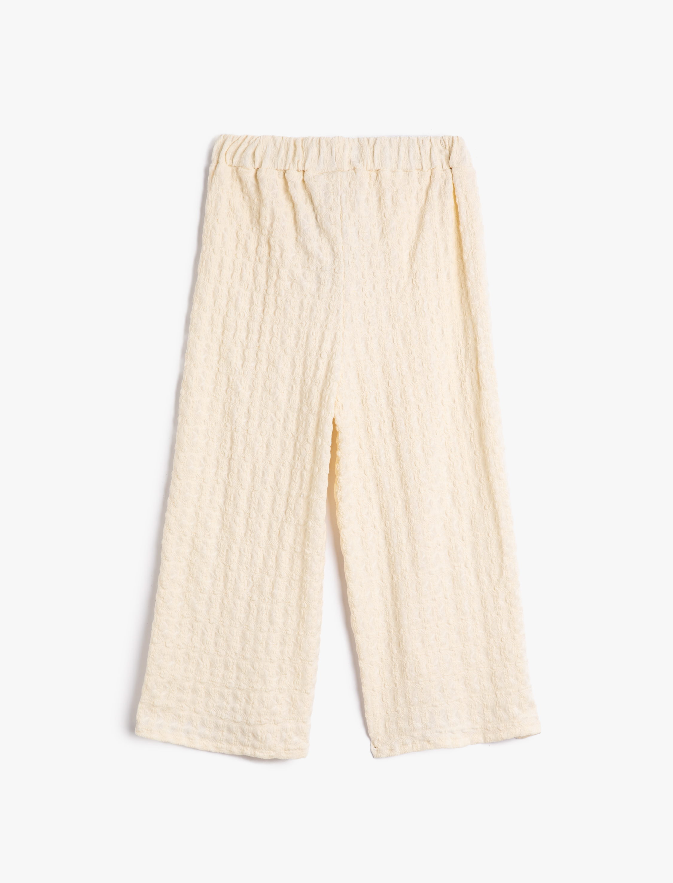  Kız Çocuk Palazzo Pantolon Paçaları Asimetrik Beli Lastikli Dokulu