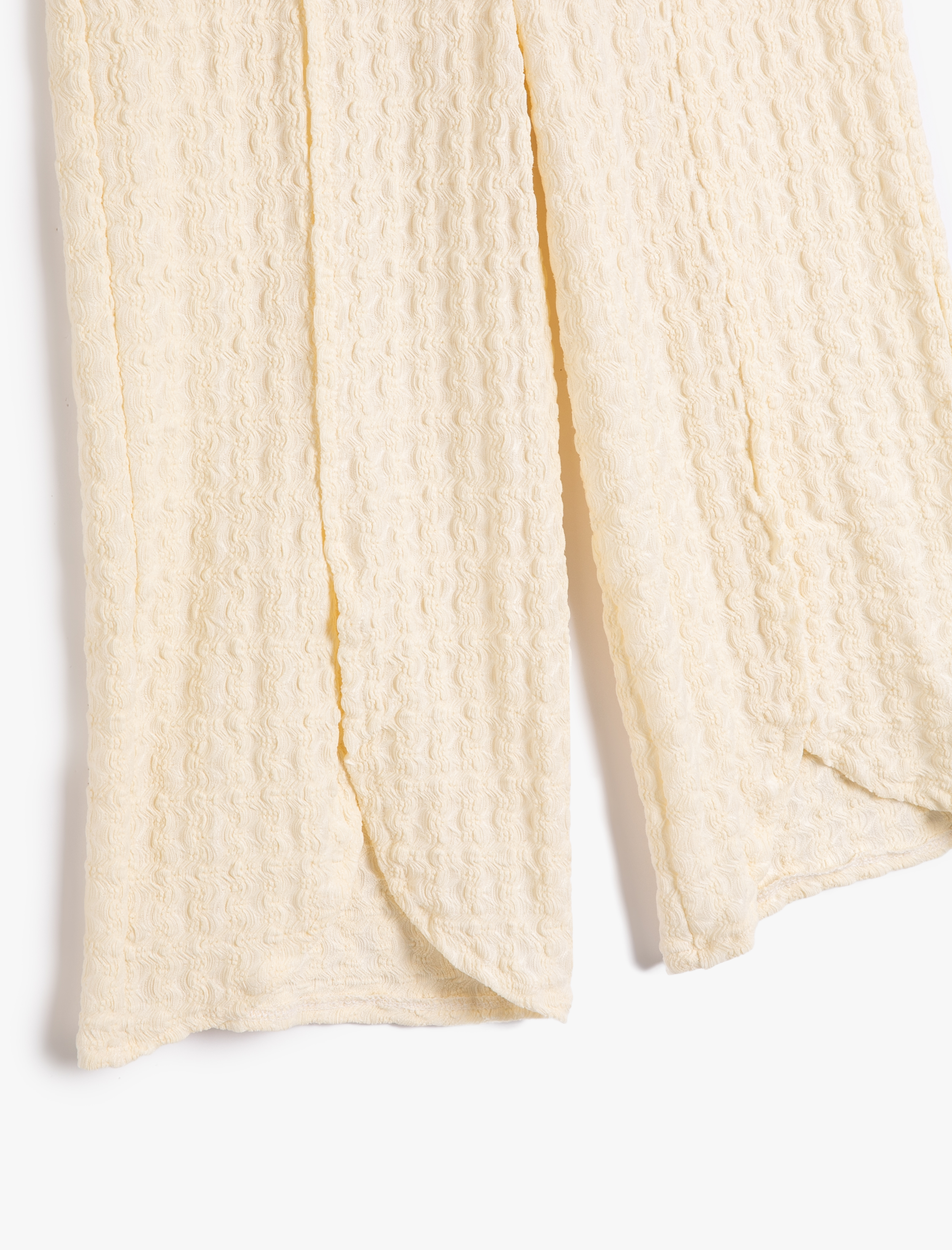  Kız Çocuk Palazzo Pantolon Paçaları Asimetrik Beli Lastikli Dokulu