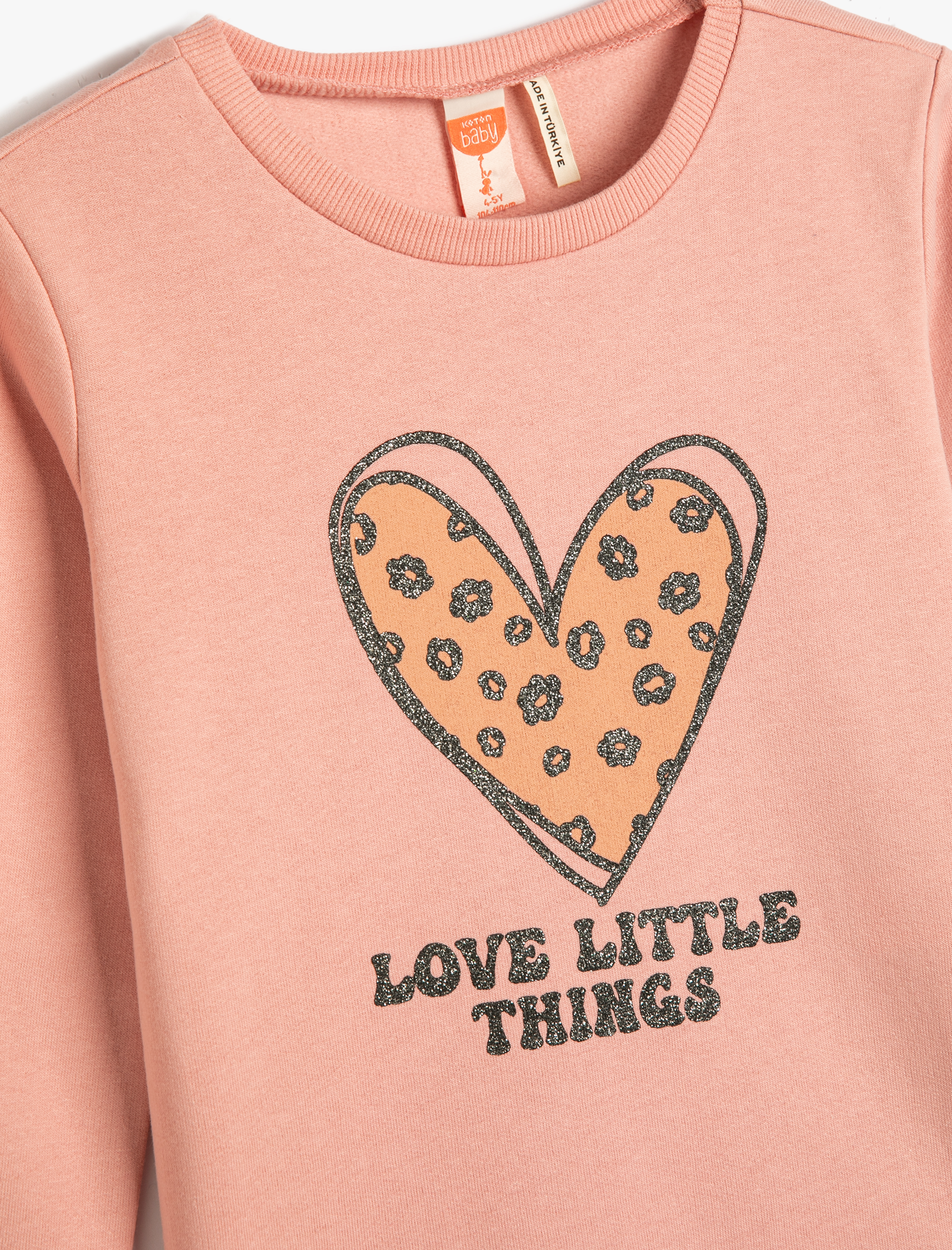 Kız Bebek Sweatshirt Şardonlu Bisiklet Yaka Baskılı Pamuklu