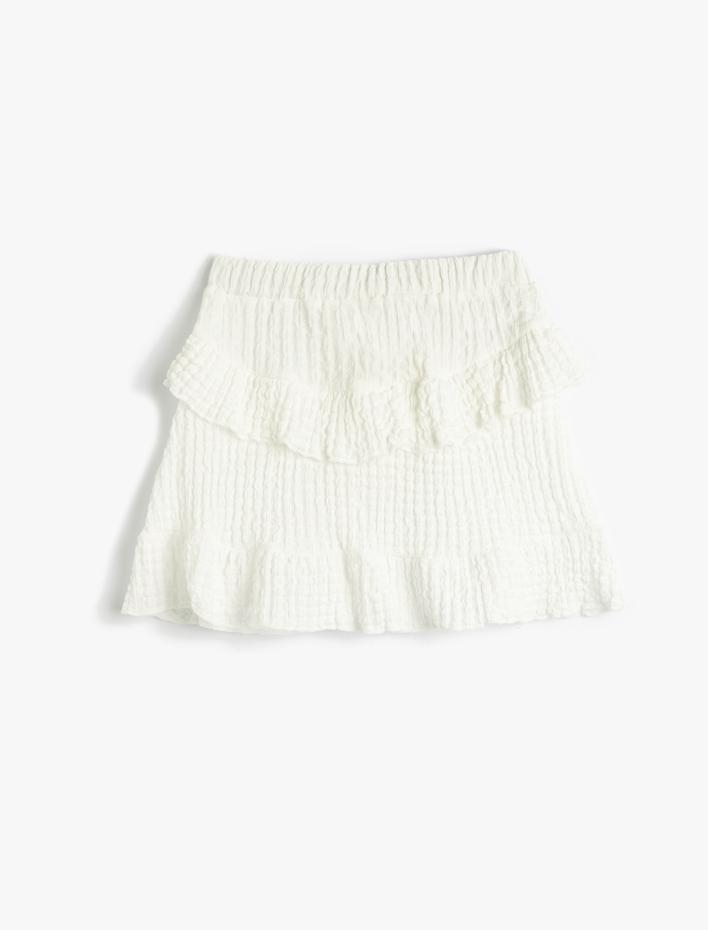 Kız Çocuk Mini Etek Fırfırlı Beli Lastikli