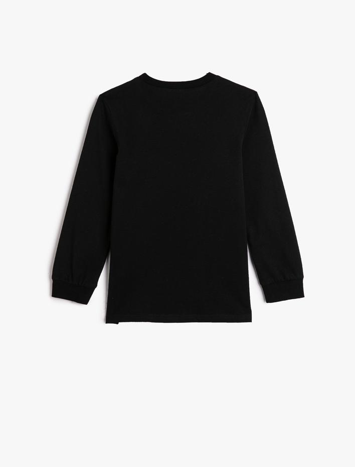 Erkek Çocuk Tişört Uzun Kollu Bisiklet Yaka Pamuklu Baskılı