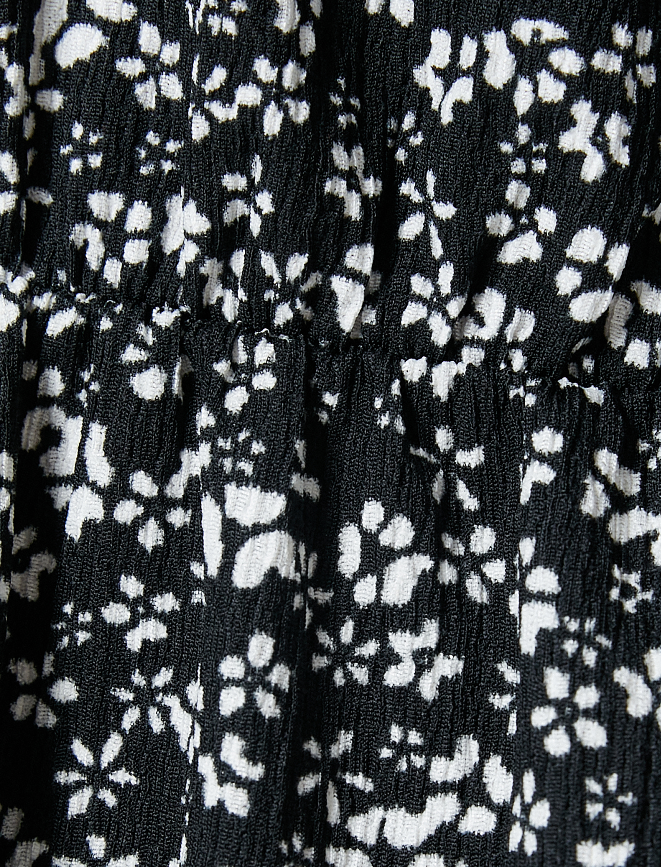   Çiçekli Mini Elbise Uzun Kollu V Yaka Bürümcük