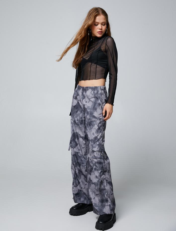  Transparan Bluz Dik Yaka Uzun Kollu Dikiş Detaylı Slim Fit