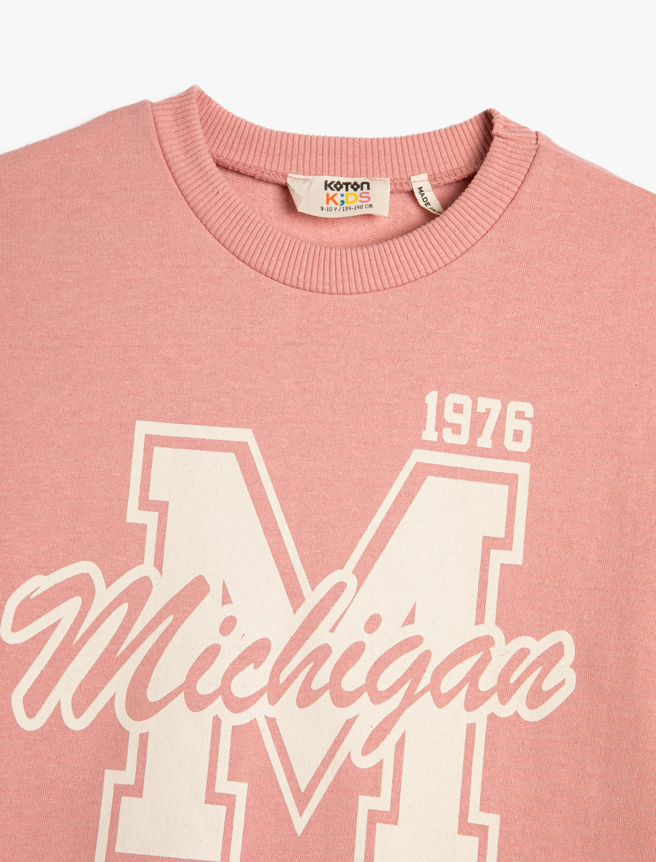  Kız Çocuk Kolej Sweatshirt Şardonlu Bisiklet Yaka Uzun Kollu