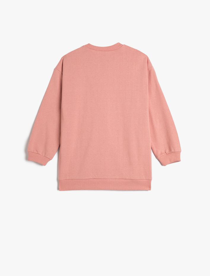 Kız Çocuk Kolej Sweatshirt Şardonlu Bisiklet Yaka Uzun Kollu