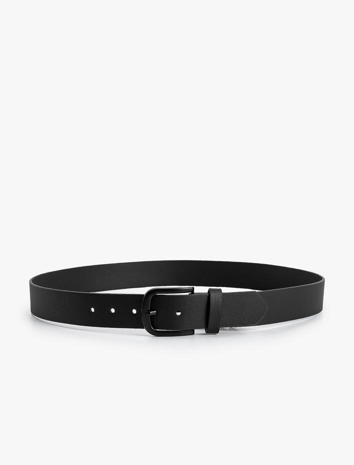 Erkek Deri Görünümlü Kemer Toka Detaylı