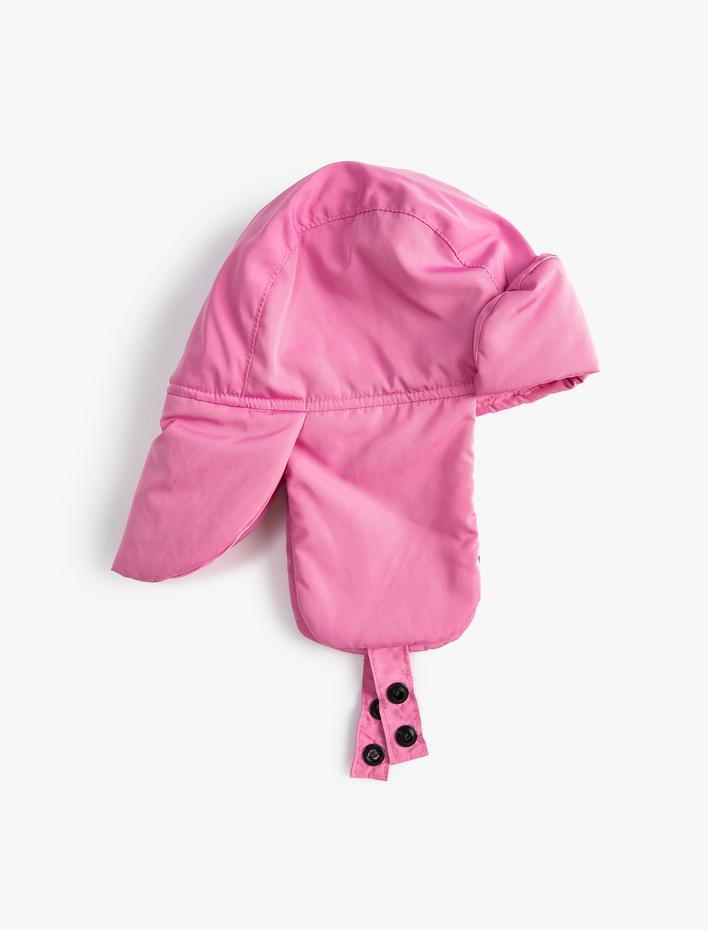 Kız Çocuk Pilot Şapka Çift Taraflı  Kulak Kapaklı Polar Detaylı Su İtici