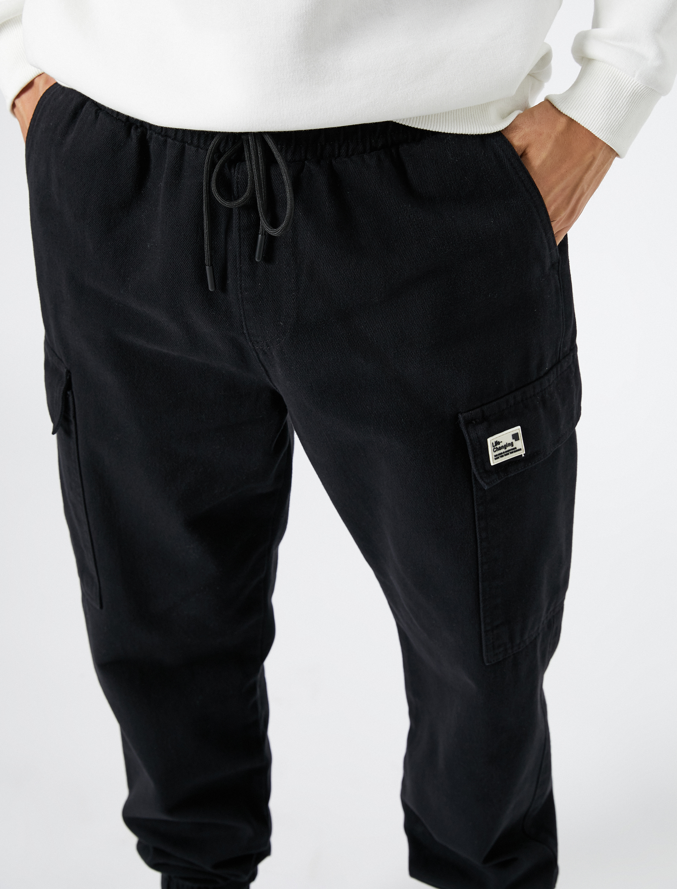   Boru Paça Pantolon Gabardin Beş Cepli Düğmeli Pamuklu