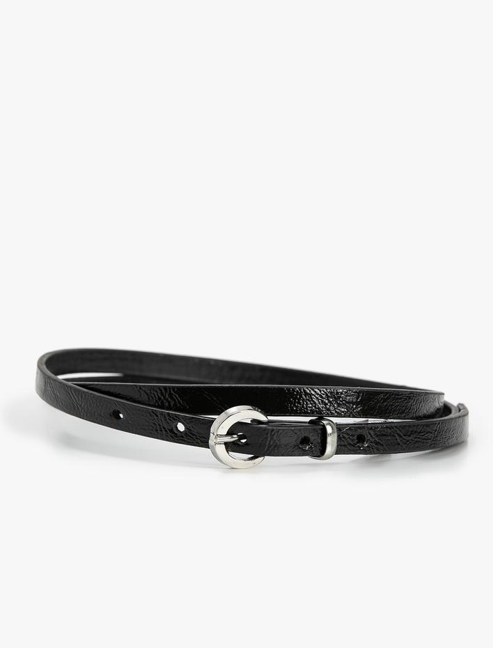 Kadın İnce Kemer Suni Deri Metal Tokalı