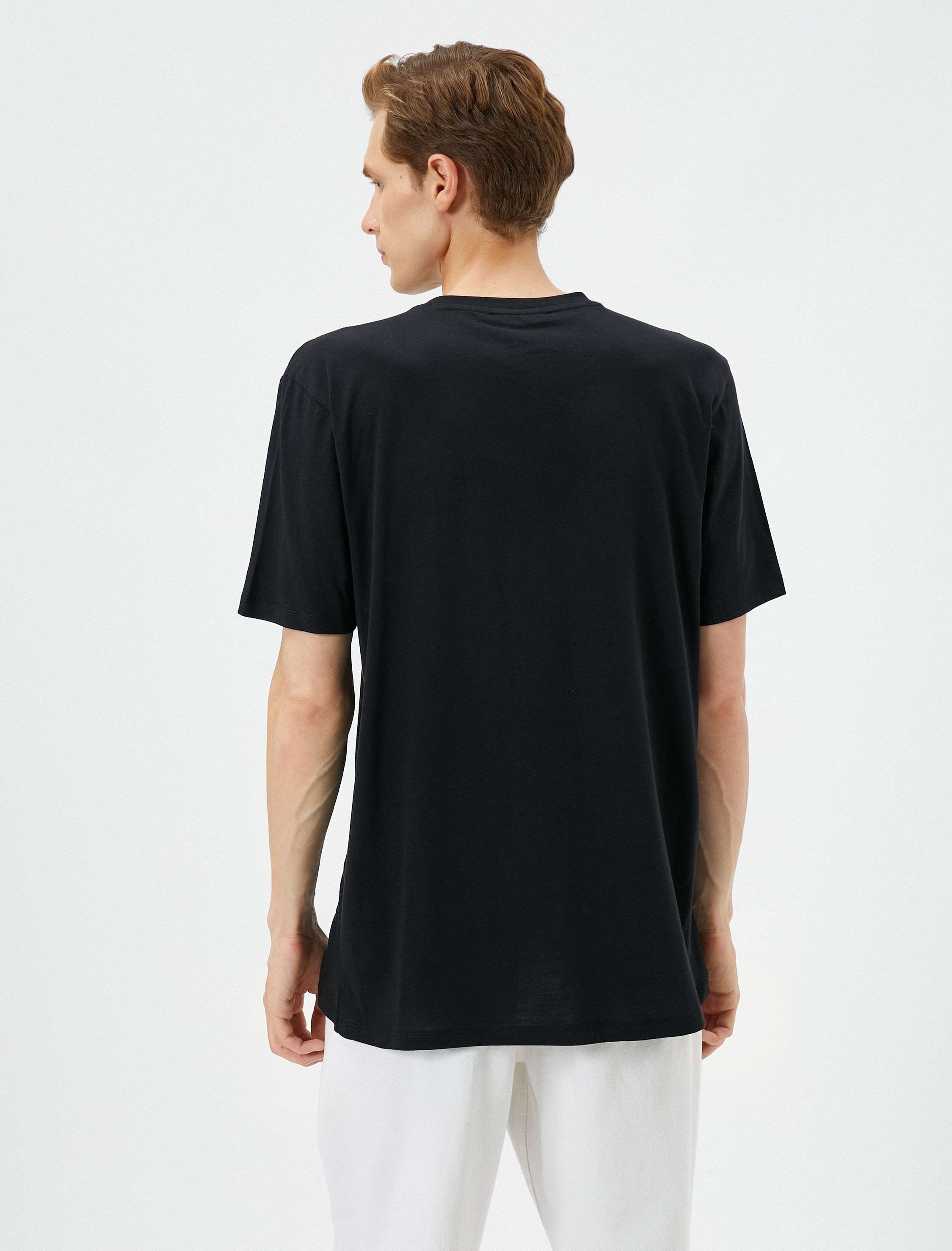   Slogan Baskılı Tişört Bisiklet Yaka Kısa Kollu Pamuklu