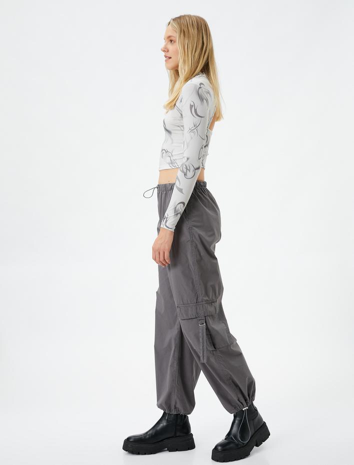  Paraşüt Pantolon Beli Lastikli Cep Detaylı Stoperli