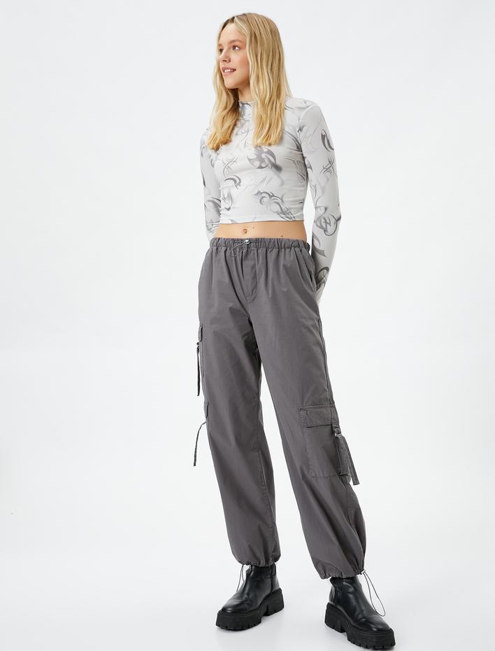  Paraşüt Pantolon Beli Lastikli Cep Detaylı Stoperli