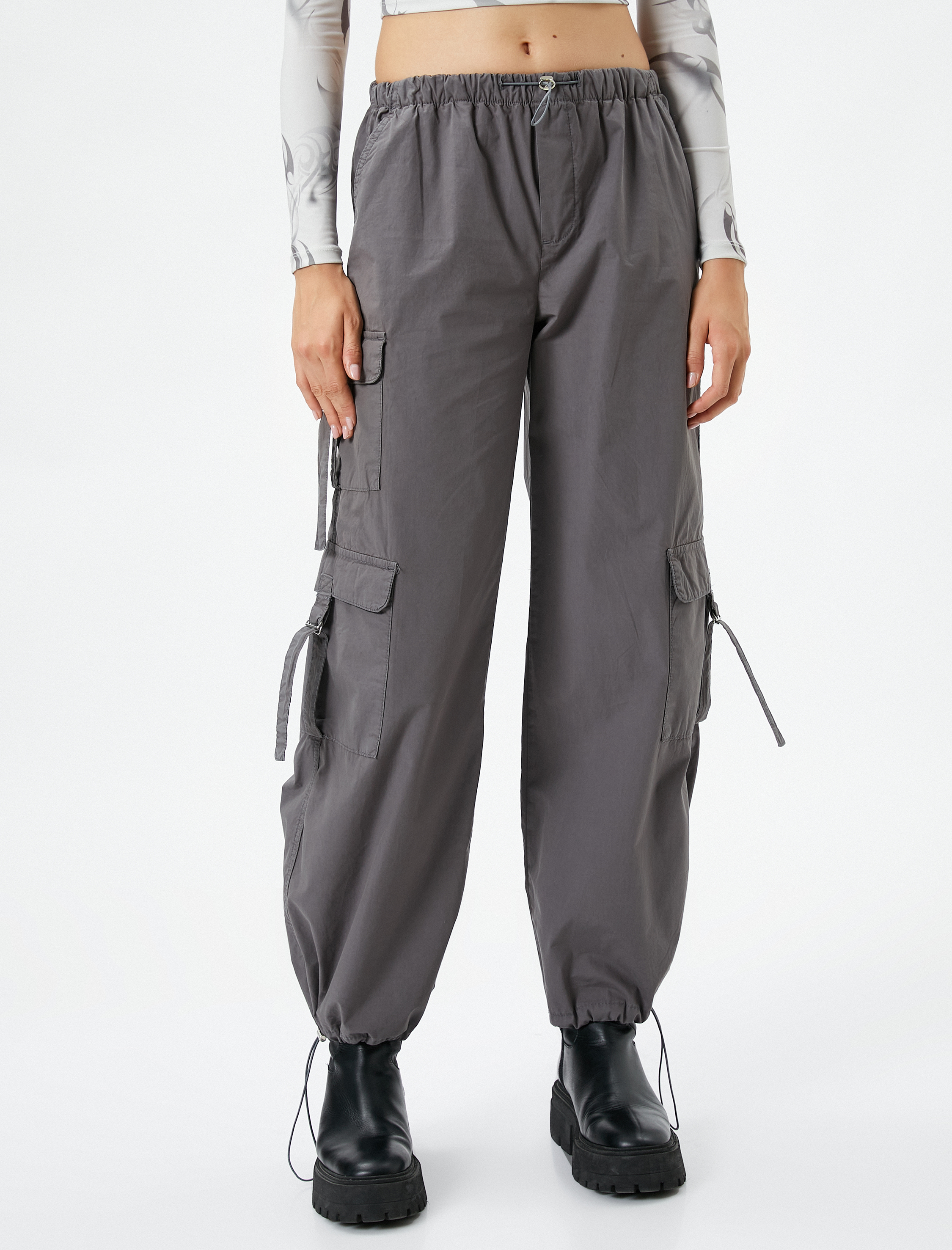   Paraşüt Pantolon Beli Lastikli Cep Detaylı Stoperli