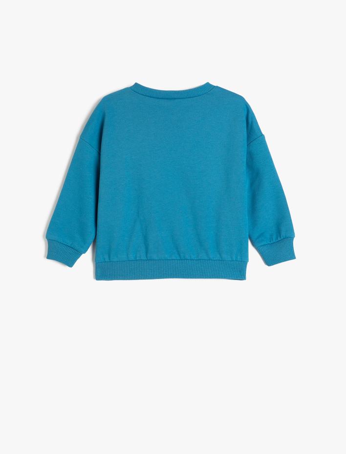 Erkek Bebek Sweatshirt Baskılı Uzun Kollu Bisiklet Yaka Şardonlu Pamuklu