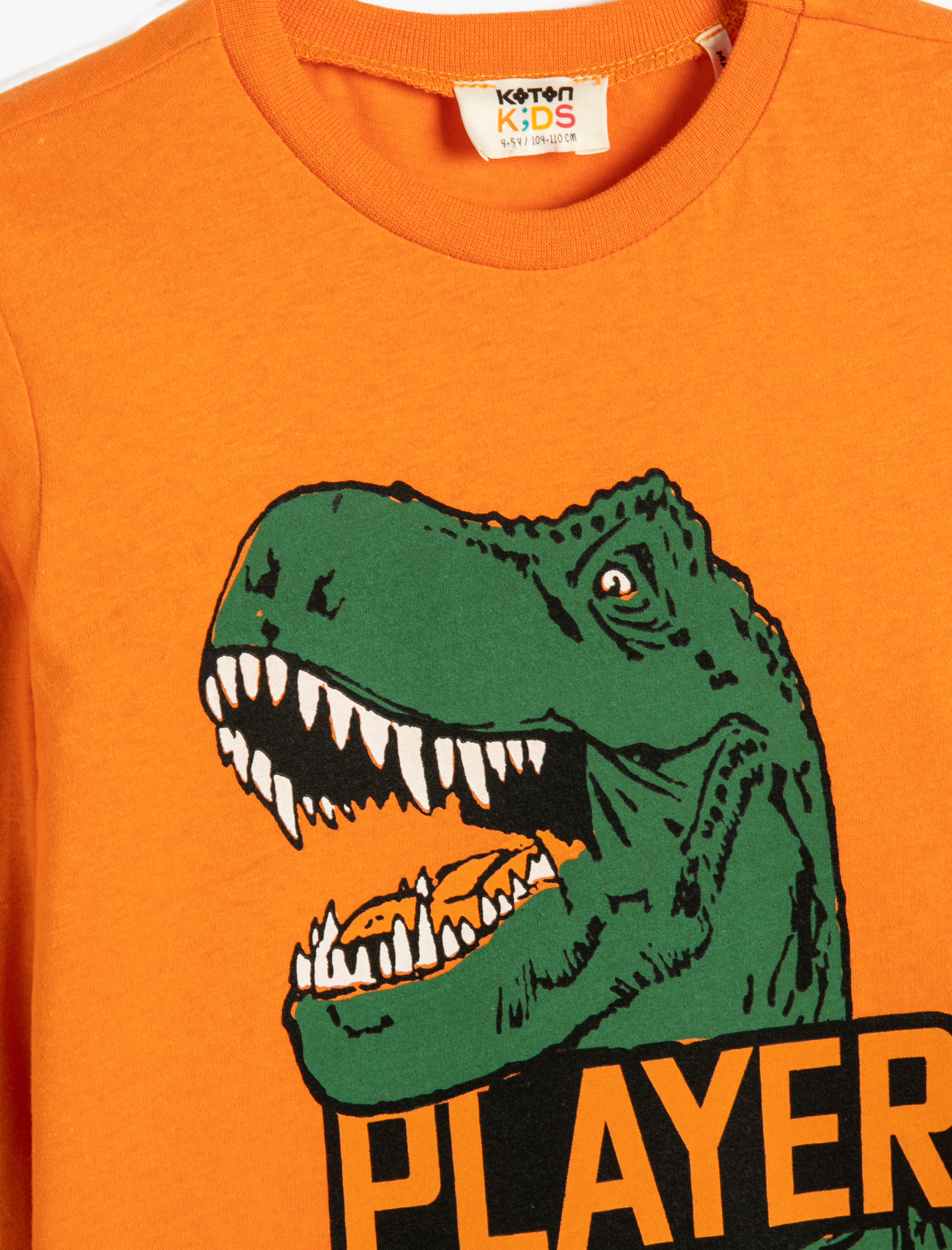  Erkek Çocuk Dinozor Baskılı Tişört Uzun Kollu Bisiklet Yaka Pamuklu