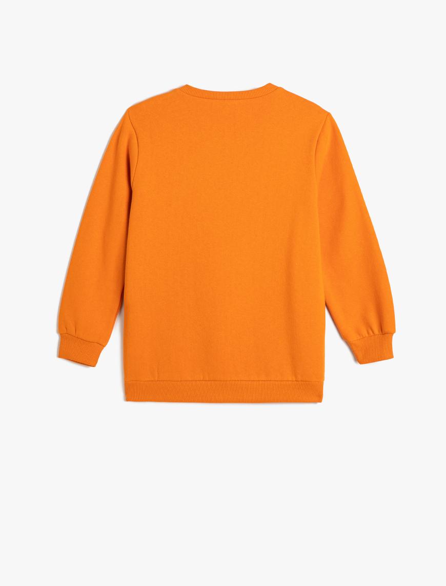  Erkek Çocuk Dinozor Baskılı Sweatshirt Uzun Kollu Bisiklet Yaka Pamuklu