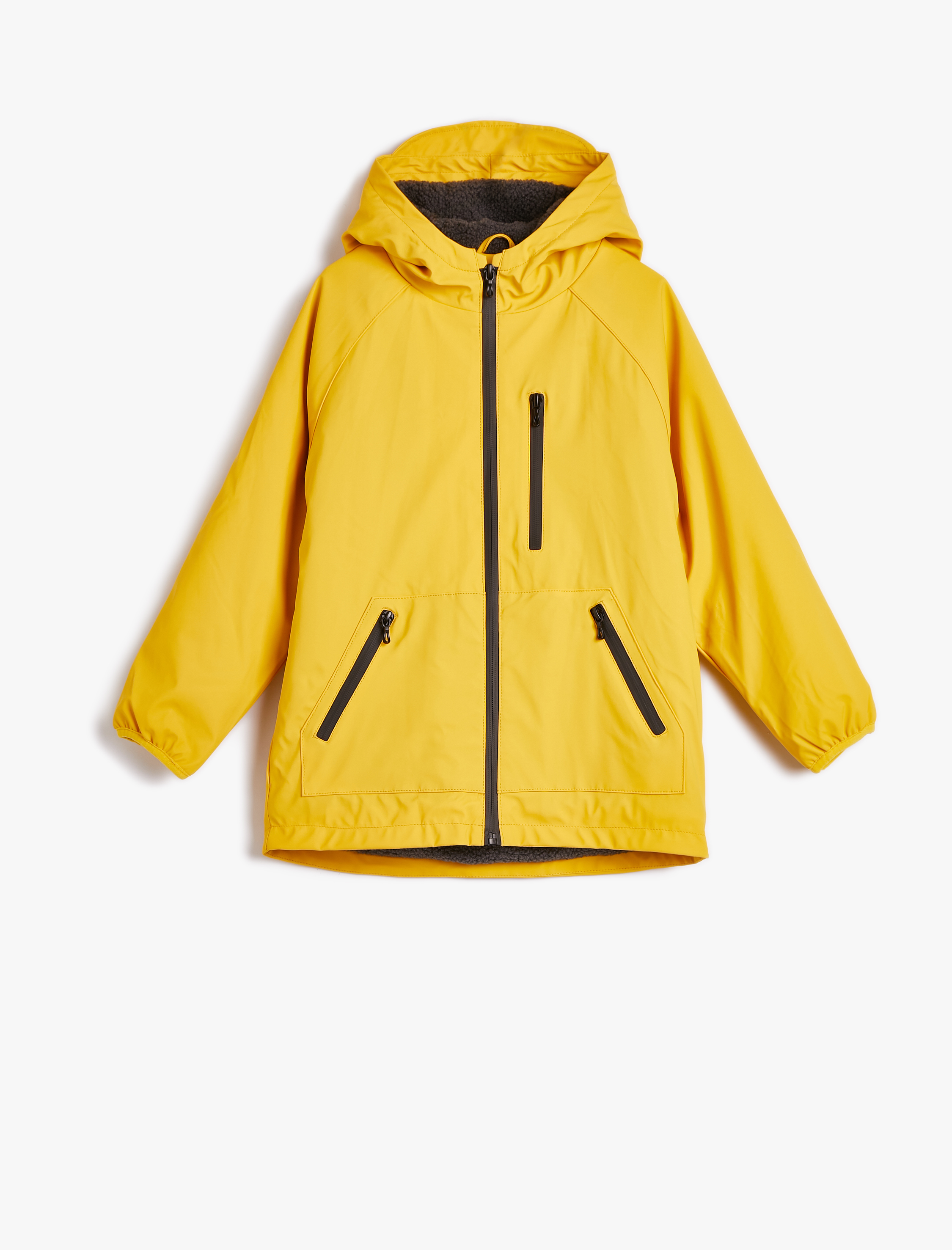  Erkek Çocuk Kapşonlu Yağmurluk Pamuk Astarlı Cepli