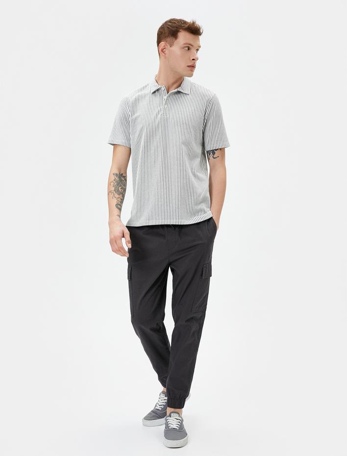  Polo Yaka Tişört Kısa Kollu Düğme Detaylı