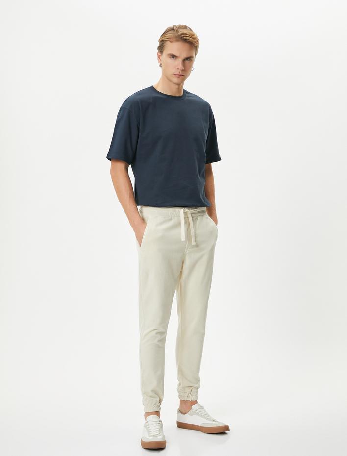  Basic Oversize Tişört Bisiklet Yaka Düşük Omuzlu Kısa Kollu Pamuklu