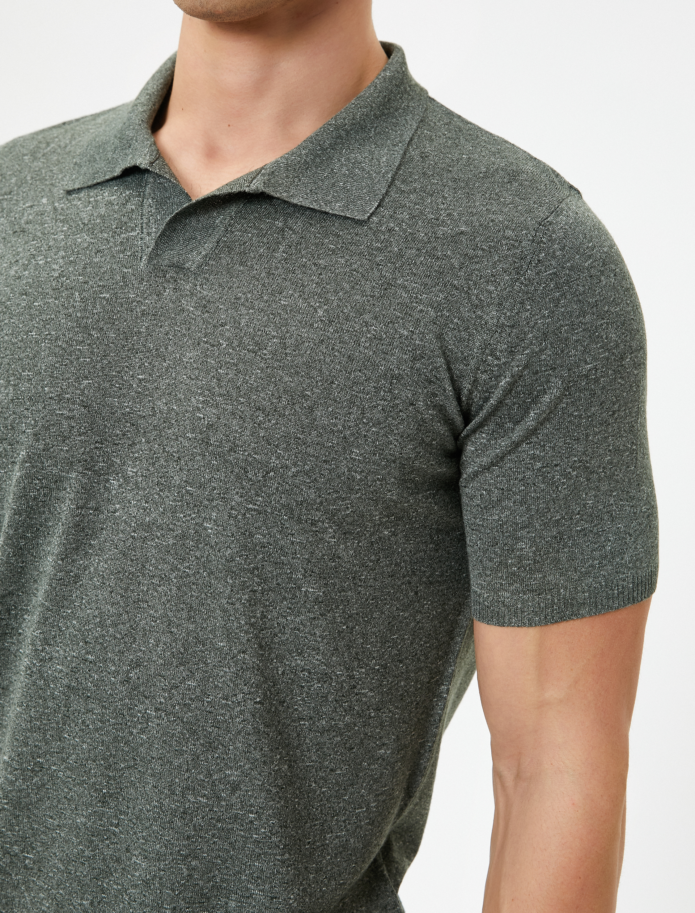 Polo Yaka İnce Triko Tişört Slim Fit Kısa Kollu Kırçıllı