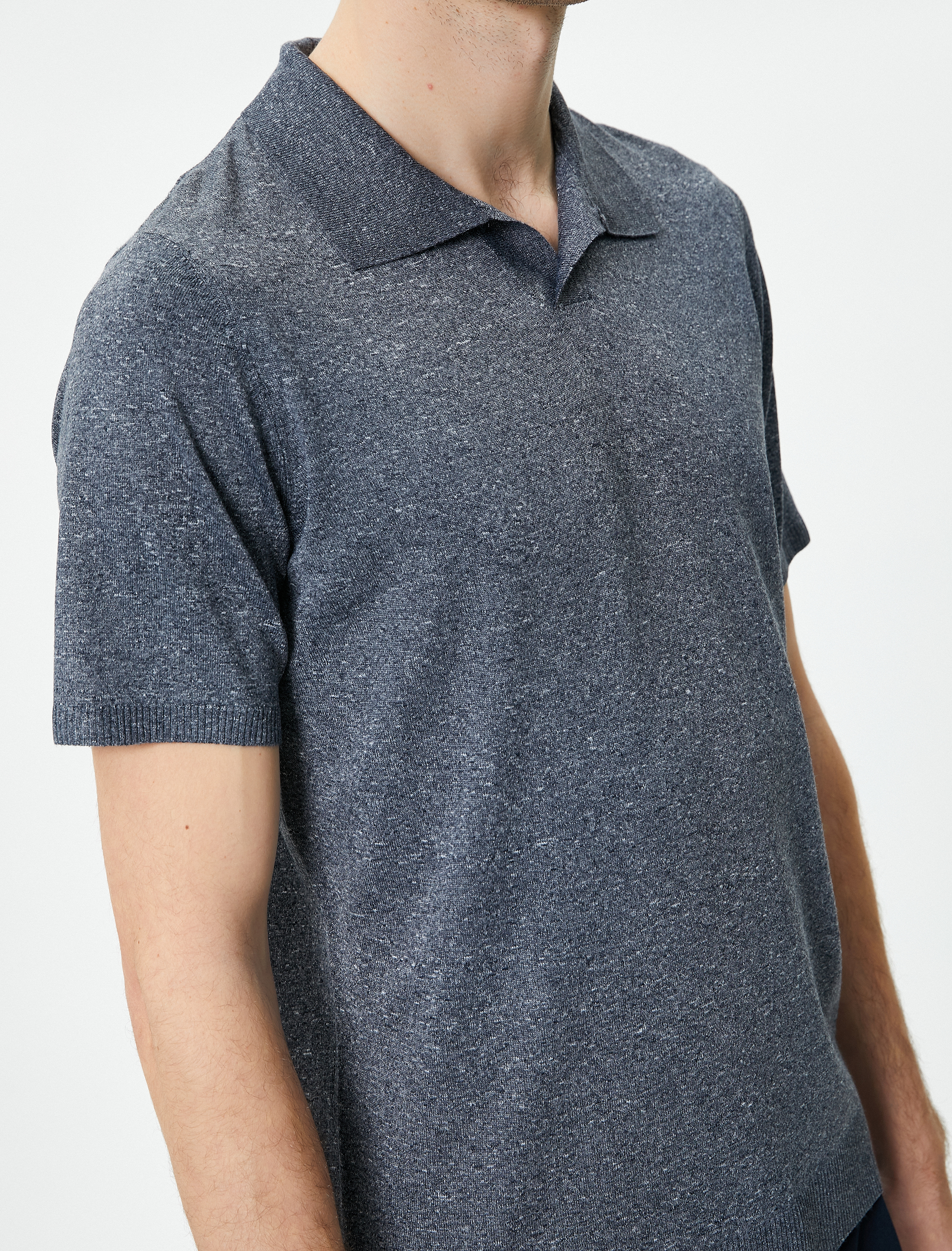 Polo Yaka İnce Triko Tişört Slim Fit Kısa Kollu Kırçıllı