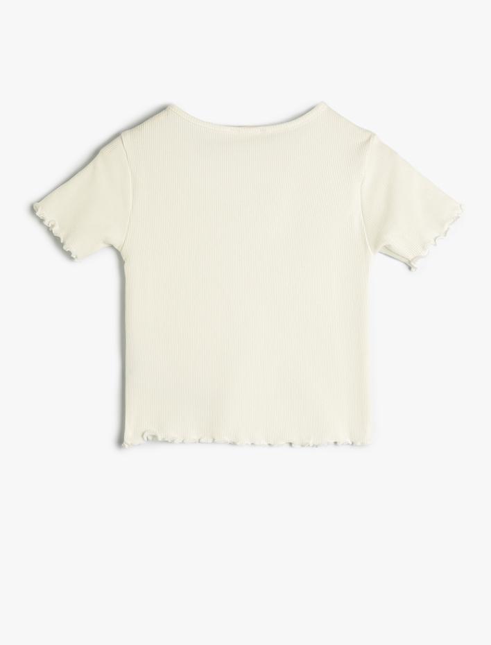 Kız Çocuk Basic Tişört Kısa Kollu Bisiklet Yaka Ribanalı Pamuklu