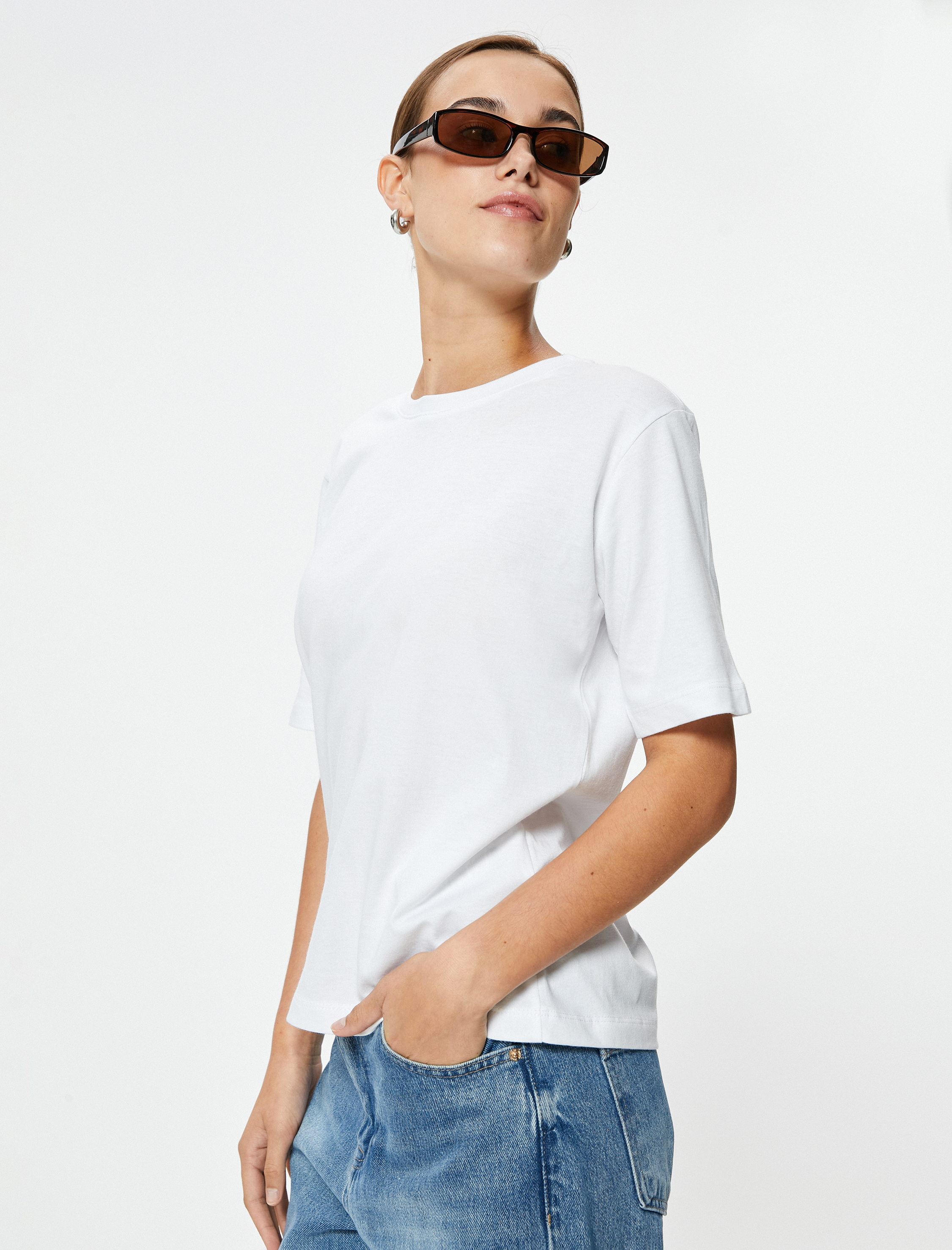   Basic Tişört Bisiklet Yaka Kısa Kollu