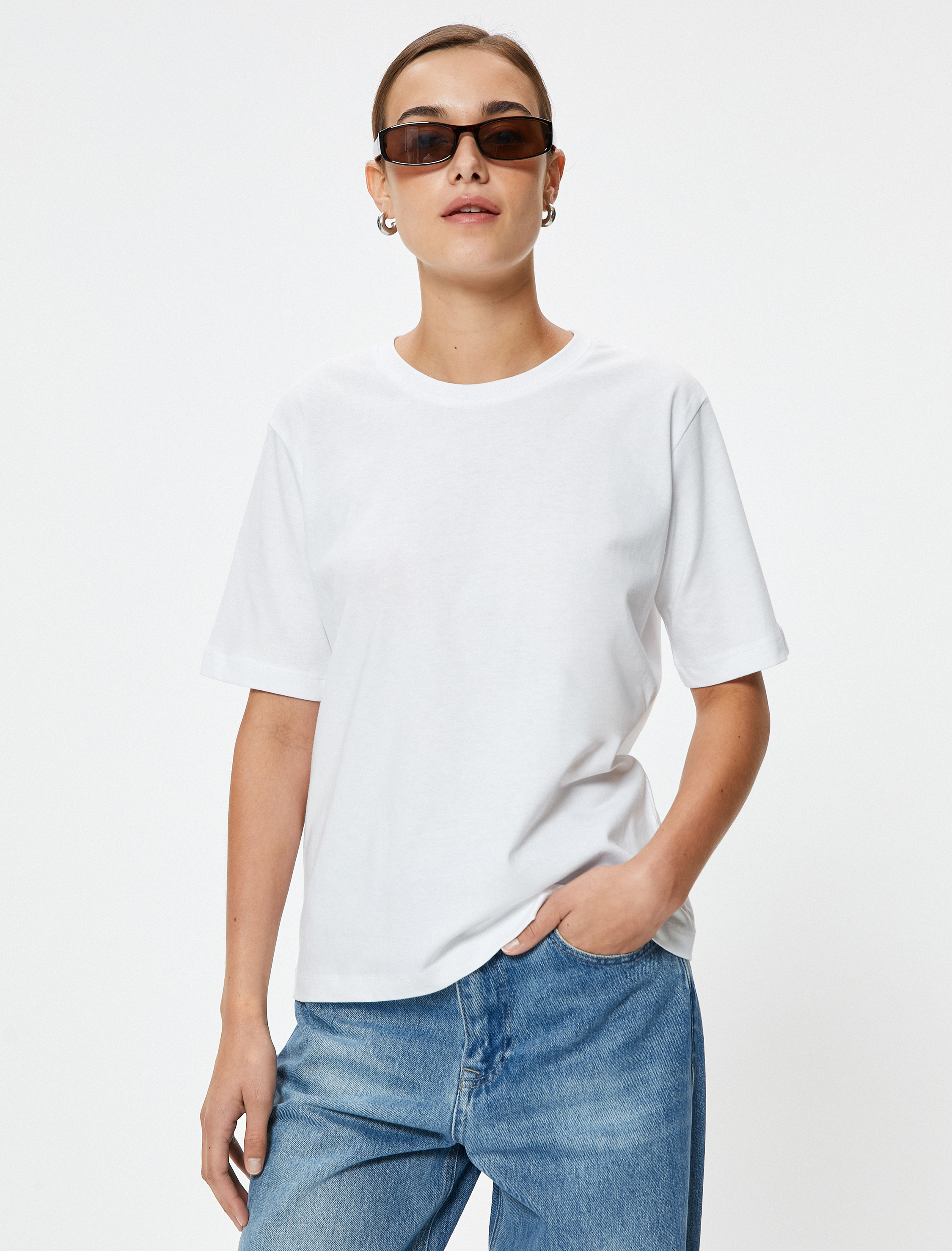   Basic Tişört Bisiklet Yaka Kısa Kollu