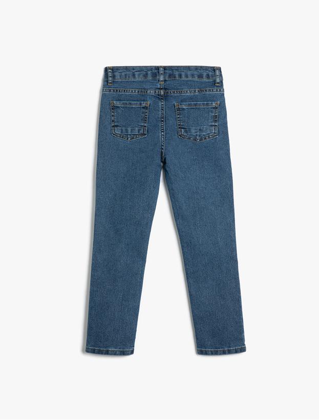 Kot Pantolon Ayarlanabilir Lastikli Pamuklu - Slim Jean_1