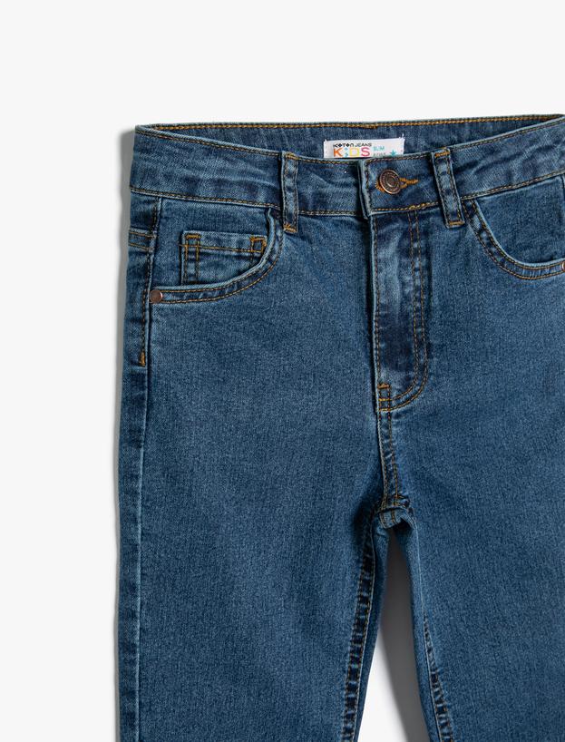 Kot Pantolon Ayarlanabilir Lastikli Pamuklu - Slim Jean_2