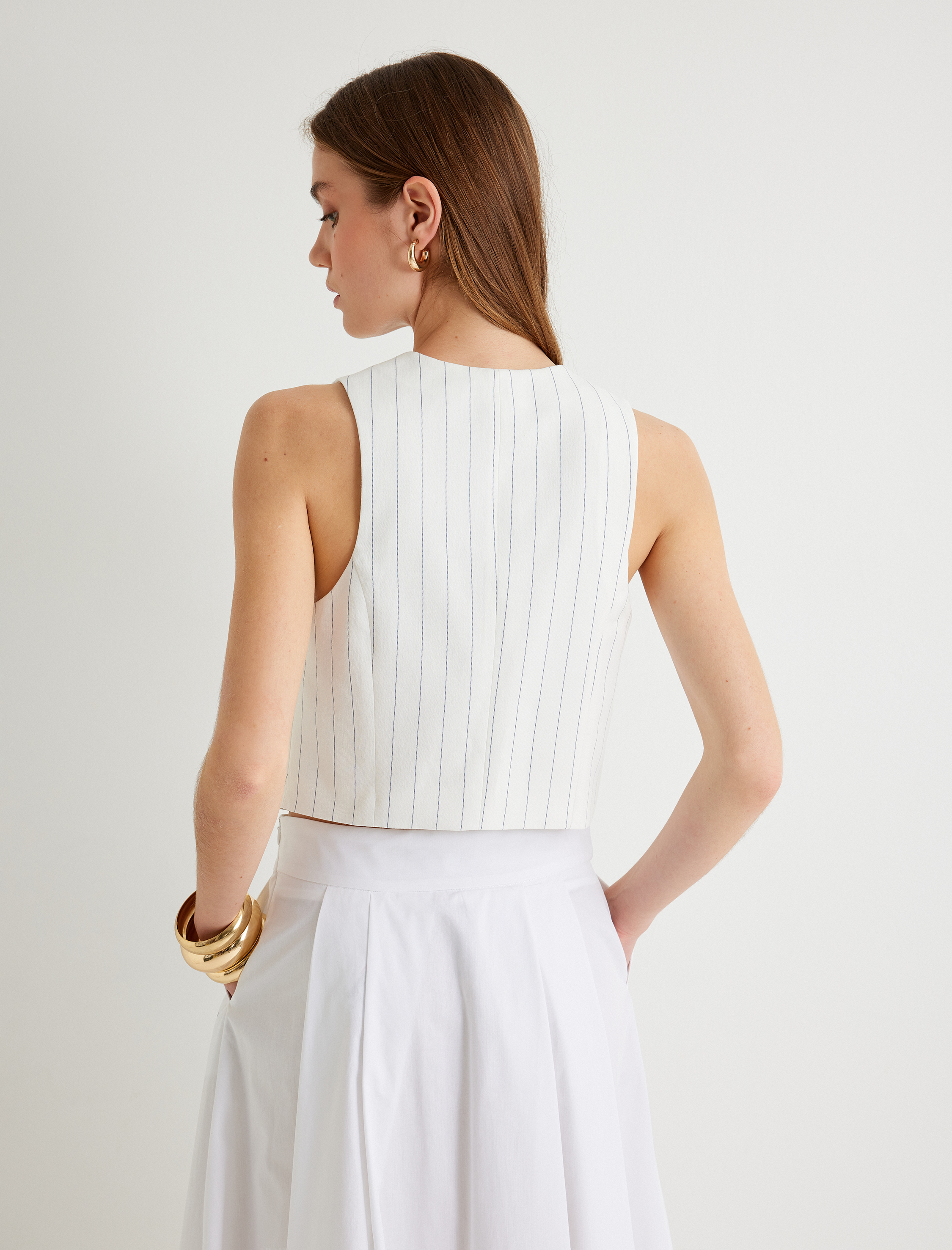   Koton X Sima Tarkan - Crop Yelek Düğmeli Pamuklu