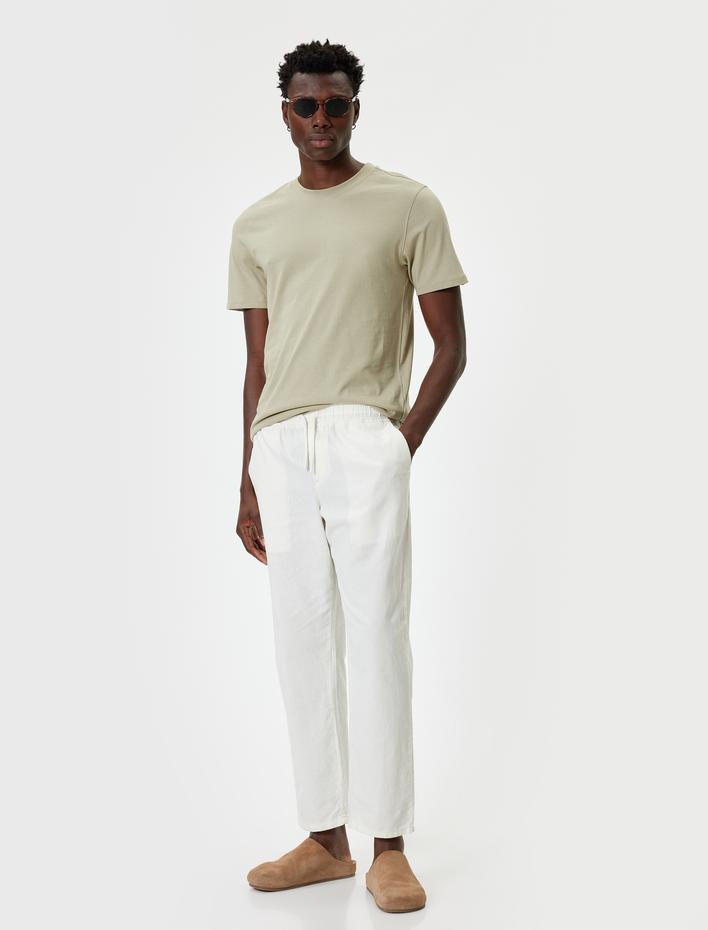  Dar Kesim Pamuklu Kısa Kollu Bisiklet Yaka Basic Tişört