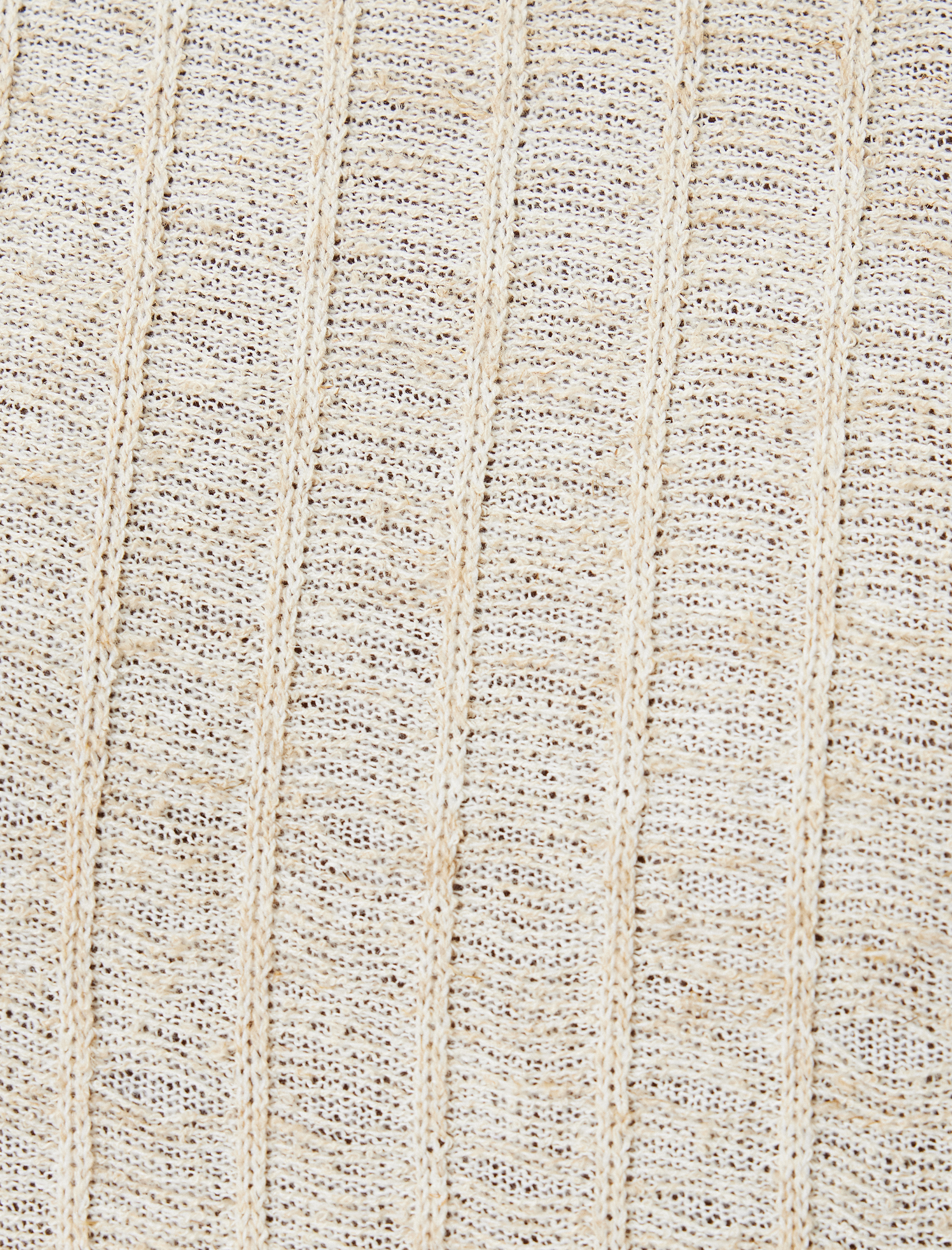   Oversize Tişört Kısa Kollu Bisiklet Yaka Dokulu Keten Karışımlı