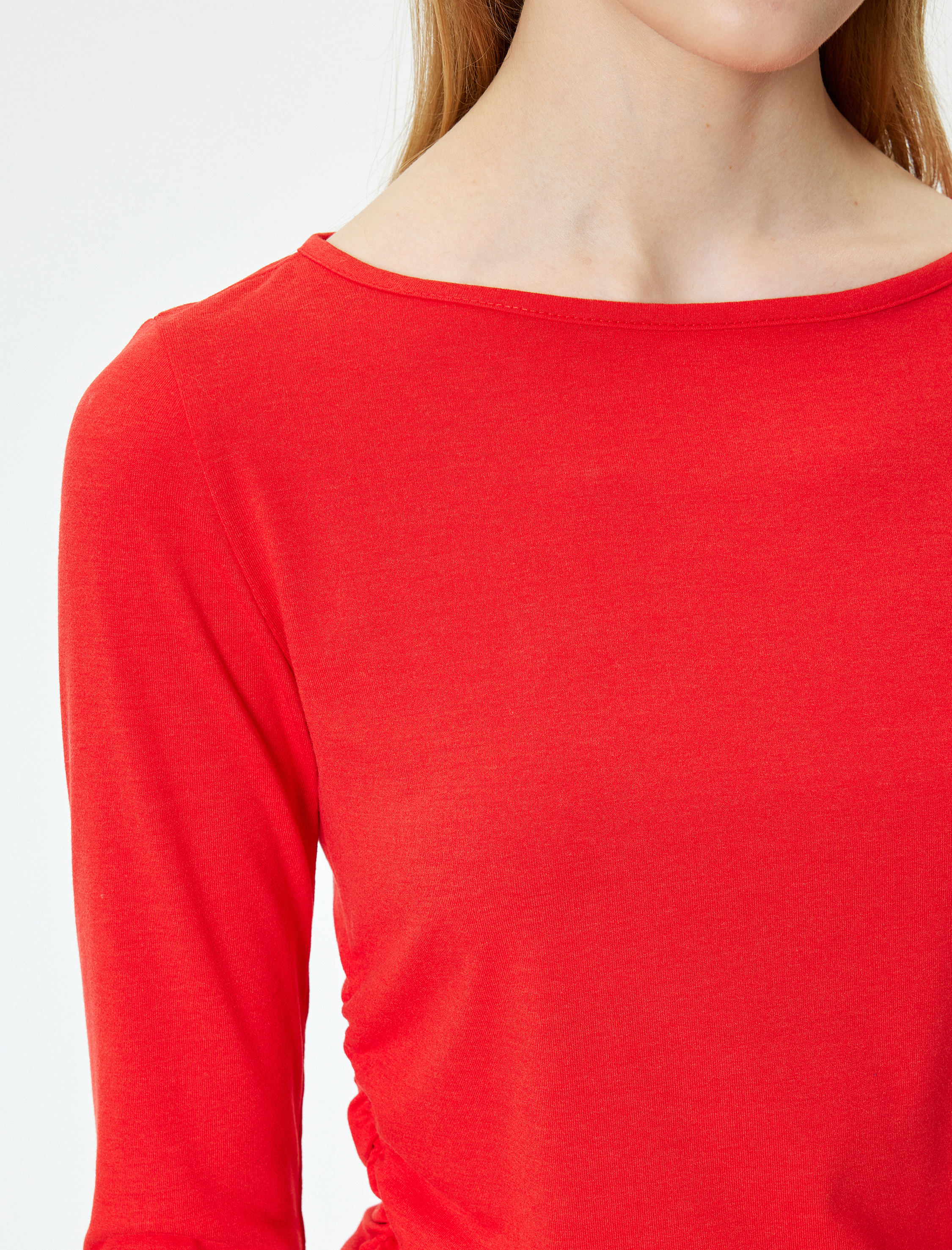   Uzun Kollu Bisiklet Yaka Drapeli Basic Tişört