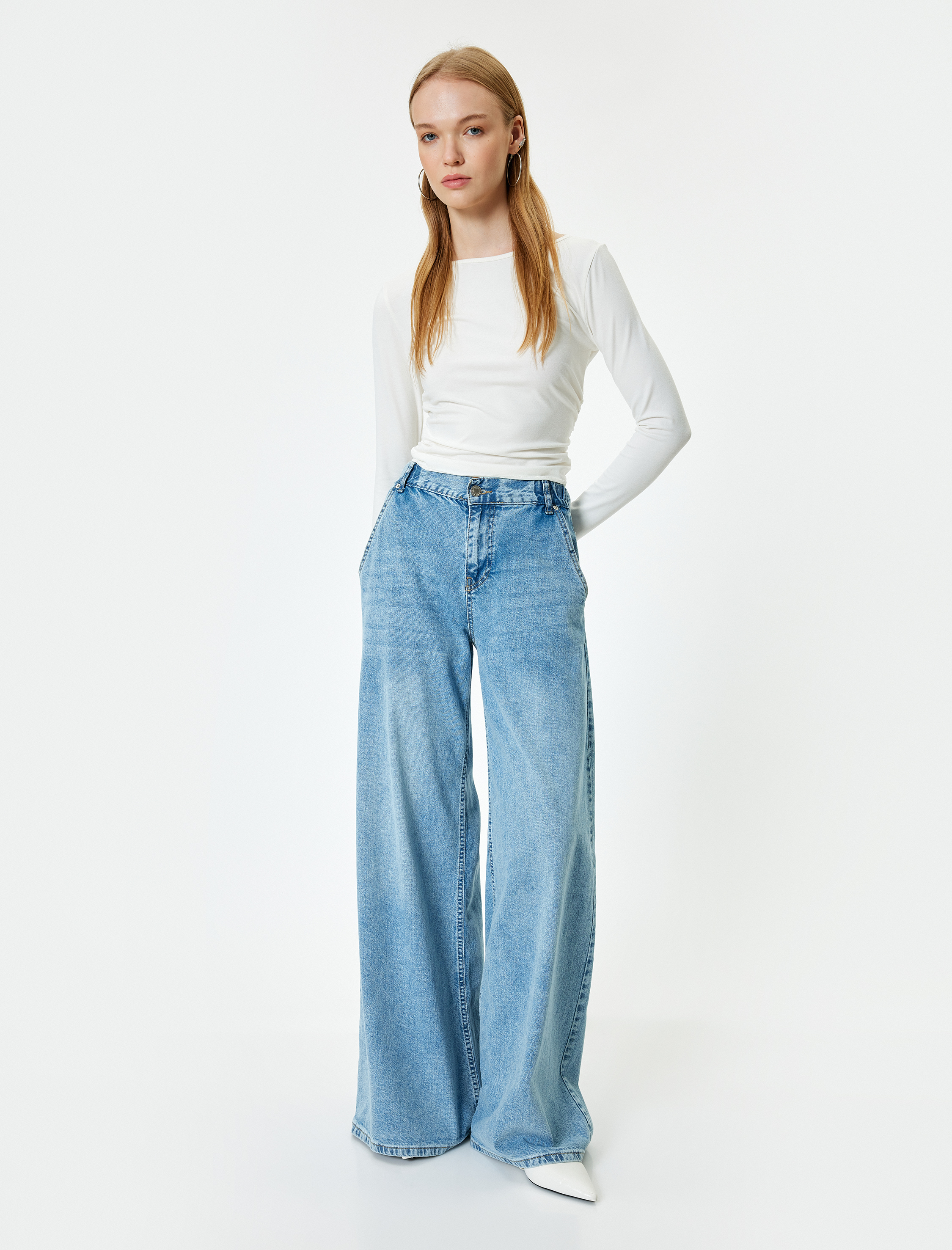   Uzun Kollu Bisiklet Yaka Drapeli Basic Tişört