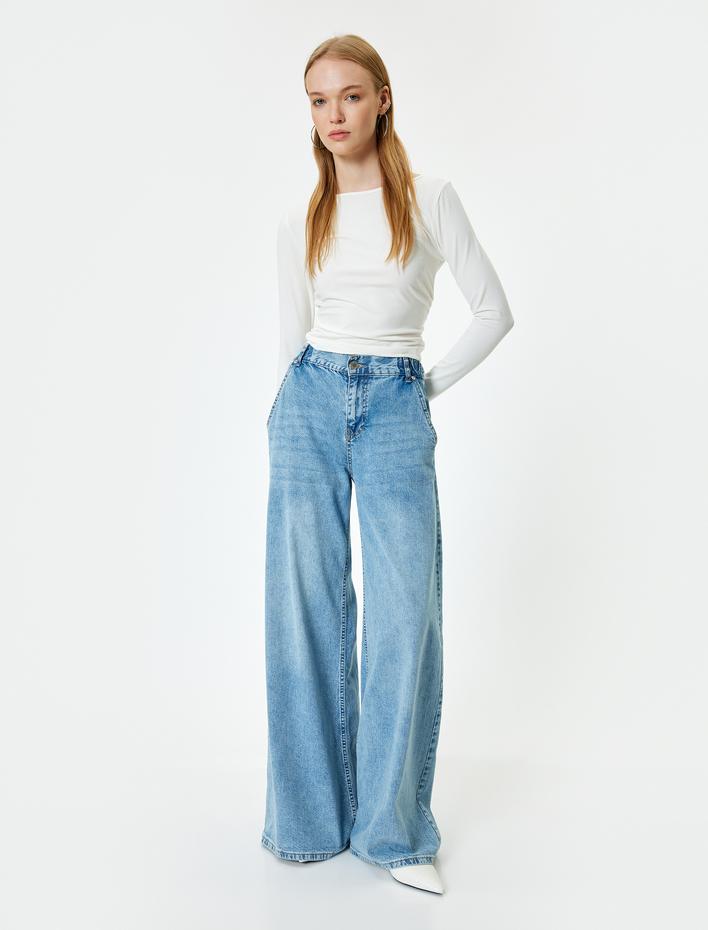  Uzun Kollu Bisiklet Yaka Drapeli Basic Tişört