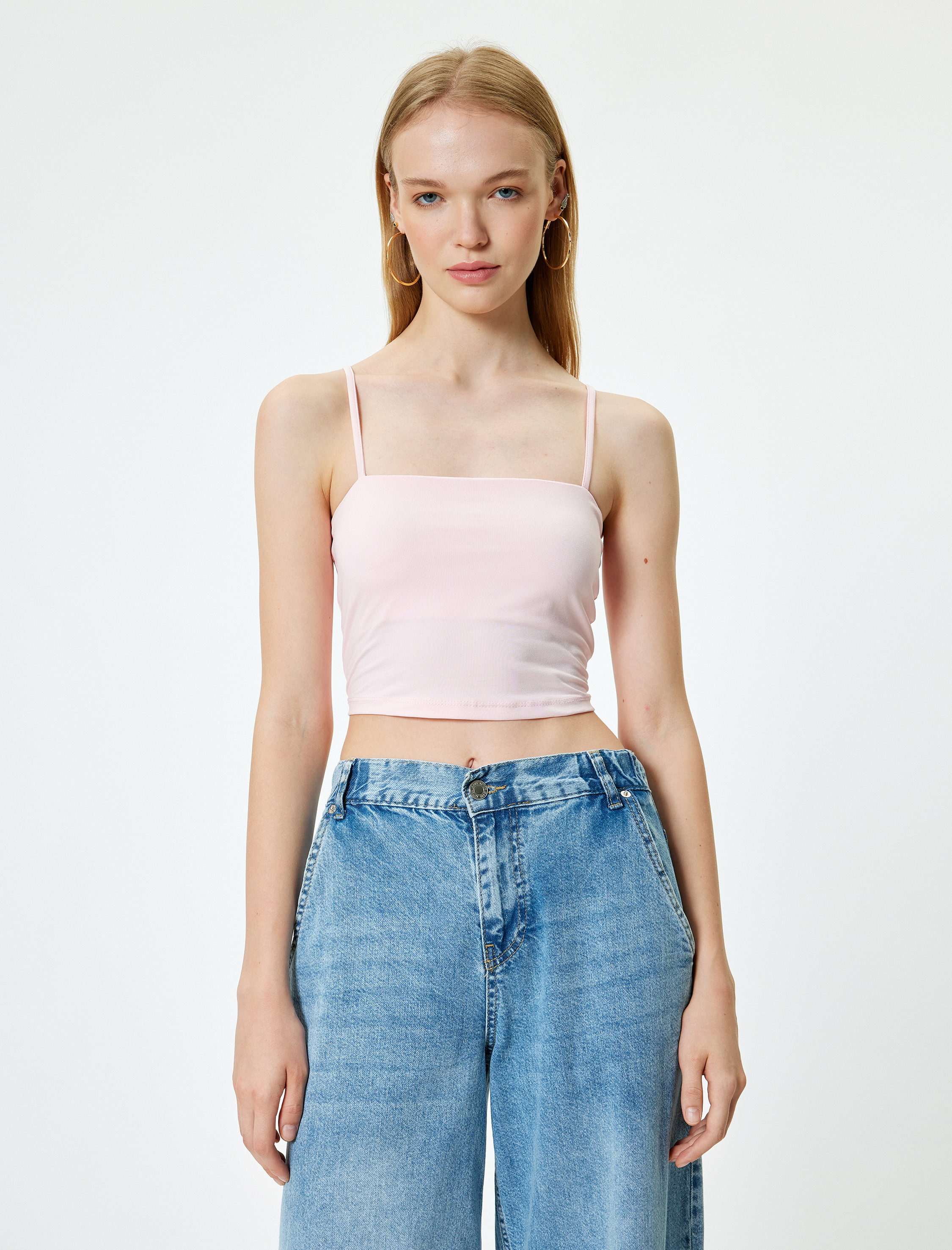 Crop Atlet Basic İp Askılı Slim Fit