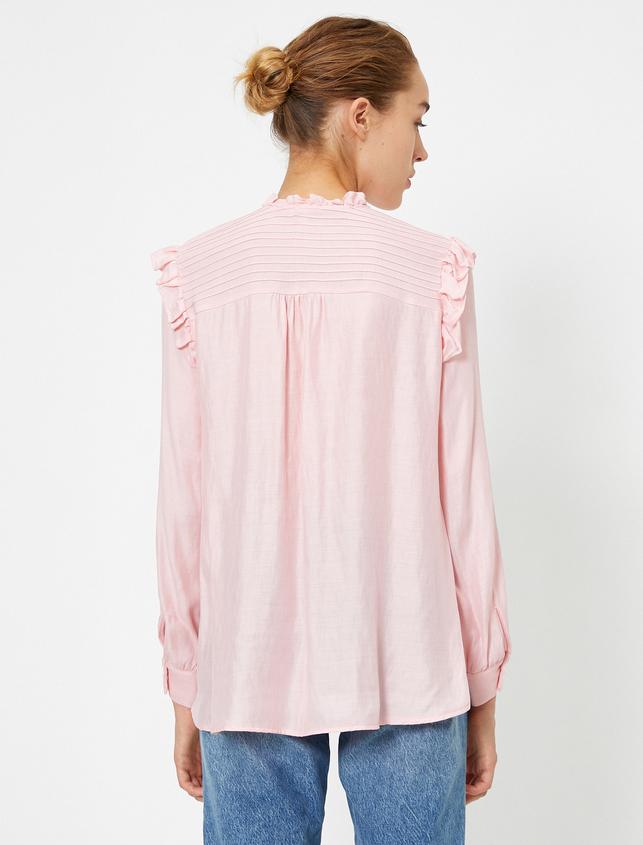   Uzun Kollu Fırfırlı Bluz