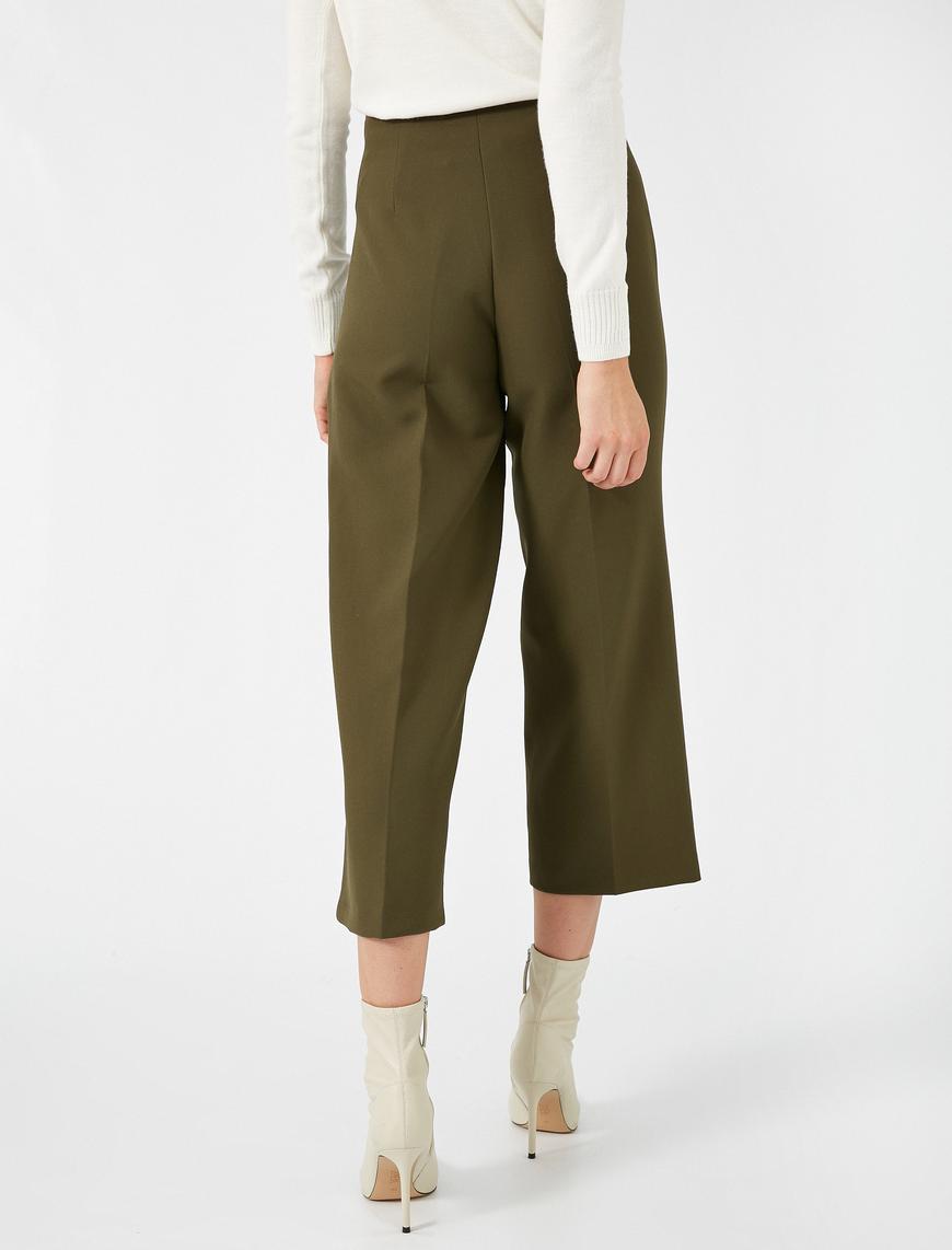   Fermuarlı Crop Pantolon