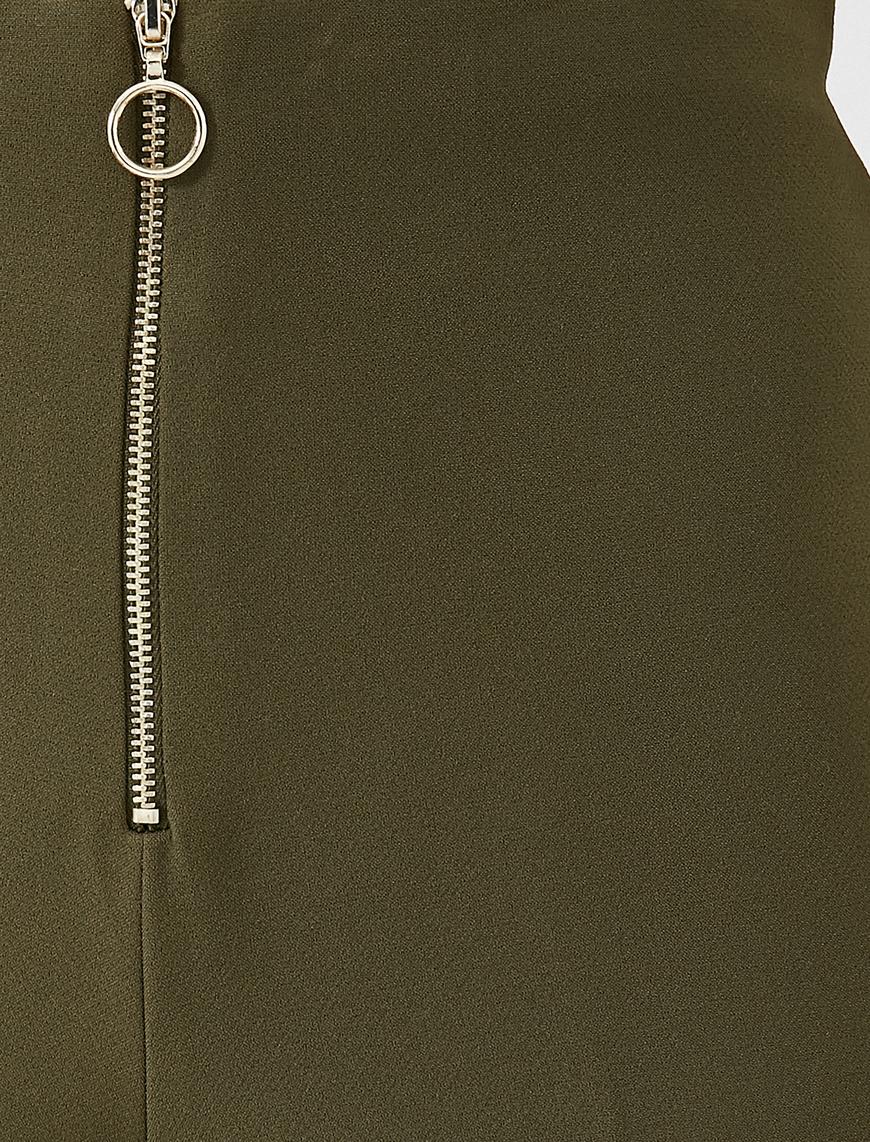   Fermuarlı Crop Pantolon