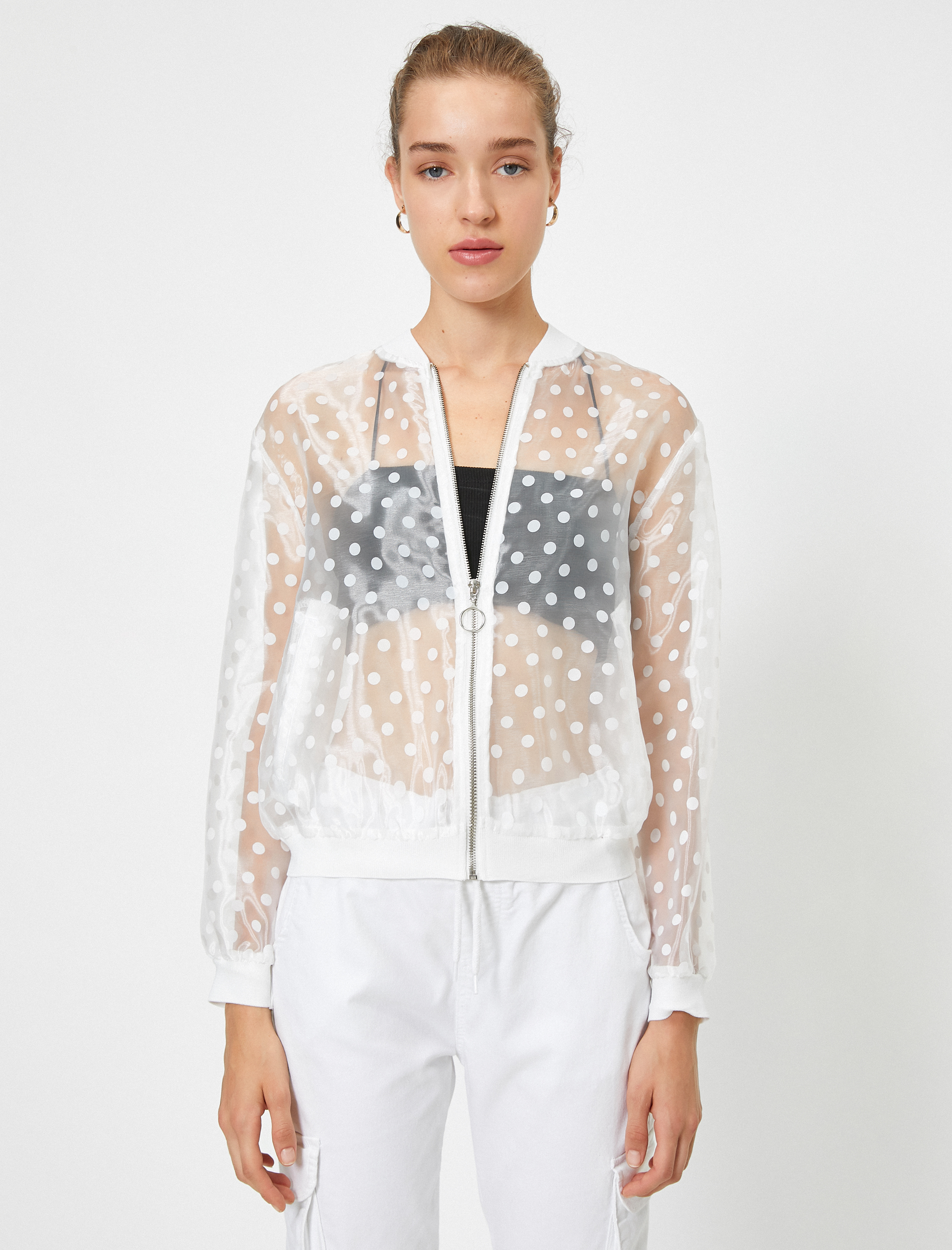   Tül Puantiyeli Ceket