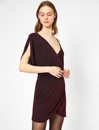 Simli Tek Omuz Anvelop Kamisol Mini Abiye Elbise