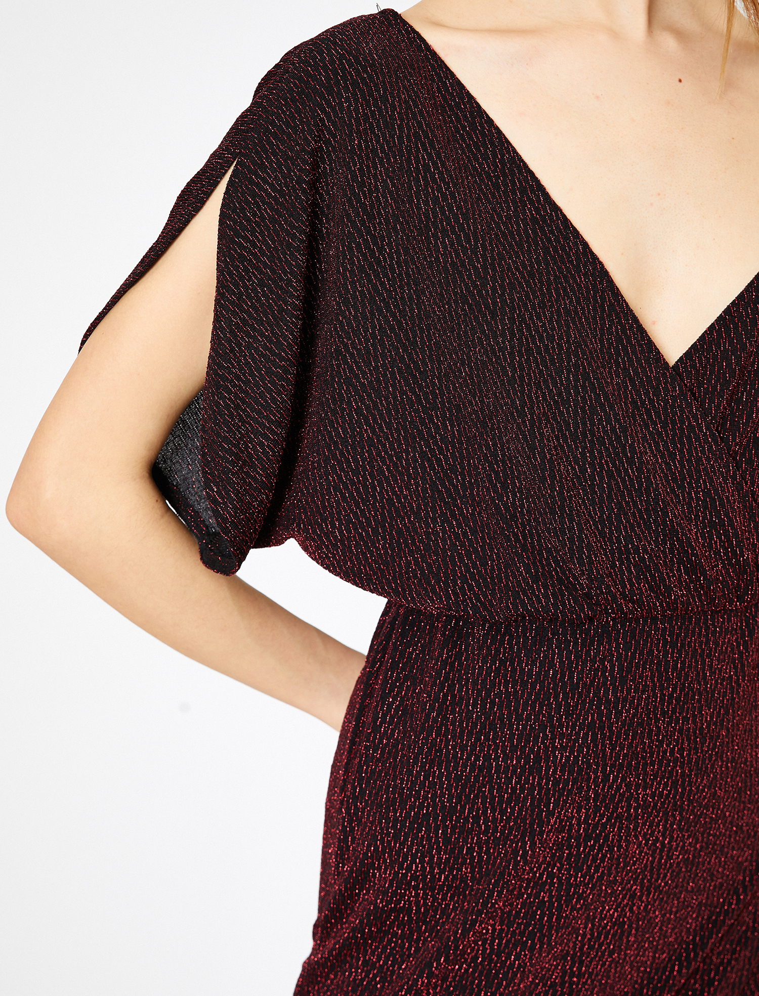   Simli Tek Omuz Anvelop Kamisol Mini Abiye Elbise