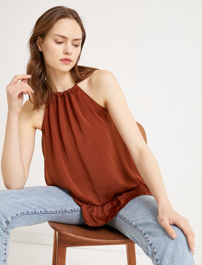  Halter Yaka Atlet Fırfırlı Tanktop