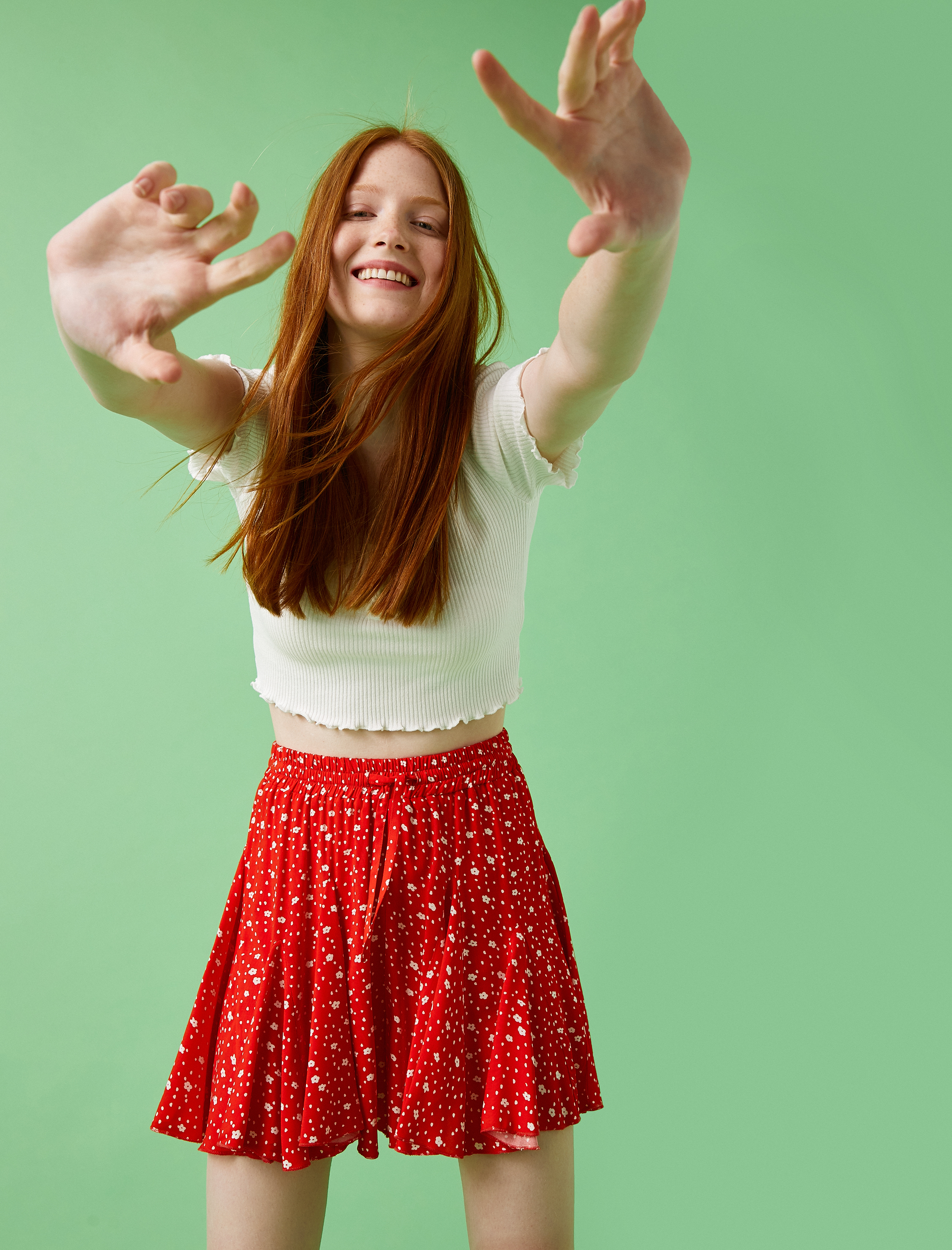   Belden Bağlamalı Şort Desenli