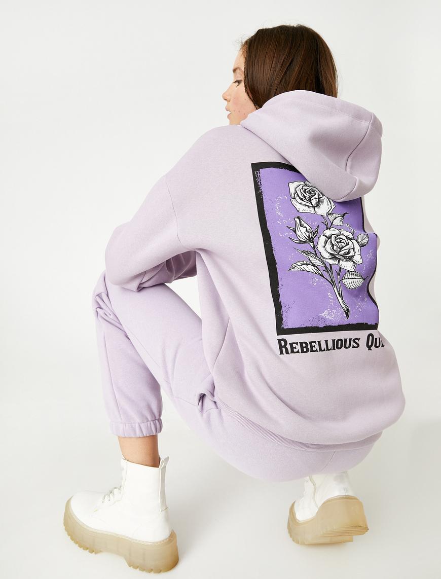   Kapüşonlu Baskılı Sweatshirt